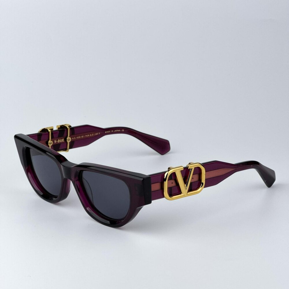 Valentino Men BRAND NEW Sunglasses Crystal Purple Grey Cat Eye V - DUE VLS-103